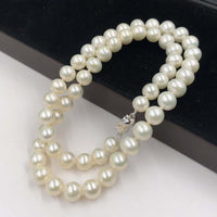 [ELEISPL] AA 17" Near Round Lavender Or White Real Pearl Necklace 7-8mm  Silver Clasp #22010191-192