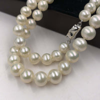 [ELEISPL] AA 17" Near Round Lavender Or White Real Pearl Necklace 7-8mm  Silver Clasp #22010191-192