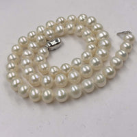 [ELEISPL] AA 17" Near Round Lavender Or White Real Pearl Necklace 7-8mm  Silver Clasp #22010191-192