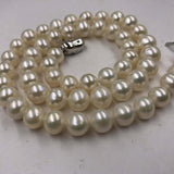 [ELEISPL] AA 17" Near Round Lavender Or White Real Pearl Necklace 7-8mm  Silver Clasp #22010191-192