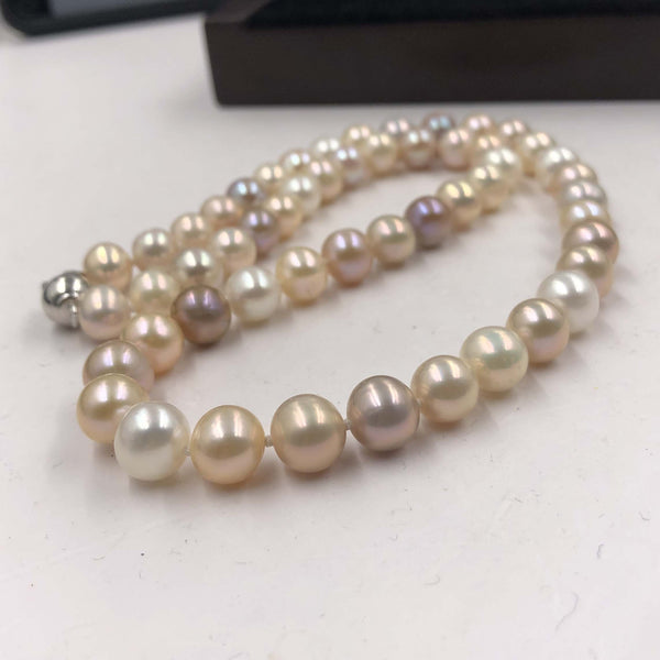 [ELEISPL]  AA+ Natural Multicolour 8mm Round Freshwater Pearl Necklace  #22010219