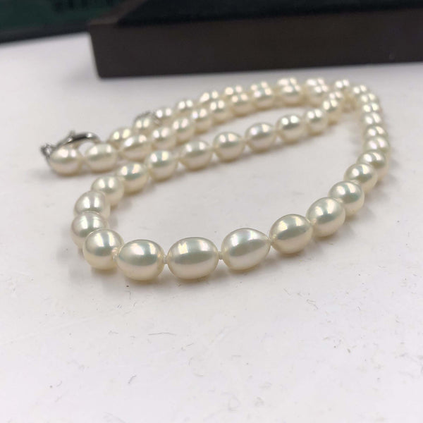 [ELEISPL]  Wholesale 10 Strands AAA Natural Rice White Fresh Water Cultured Pearl Necklace 7mm  #22010222