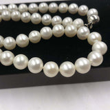 [ELEISPL] Set Jewelry 8.5-9mm Round White Real Pearl Necklace & Bracelet Natural Furrow #22010235