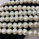 [ELEISPL Wholesale 11 Strings Near 10mm White Natural Furrow FW Pearl Baroque Bread Shape  #22010286