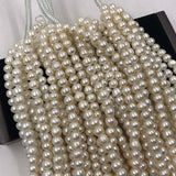 ELEISPL Lots 5 Strands FW Pearl Strings 9-10mm White Beads Thick Skin Bread Pearls #22010288