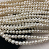 ELEISPL Lots 5 Strands FW Pearl Strings 9-10mm White Beads Thick Skin Bread Pearls #22010288