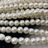 ELEISPL Lots 5 Strands FW Pearl Strings 9-10mm White Beads Thick Skin Bread Pearls #22010288