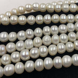 ELEISPL Lots 5 Strands FW Pearl Strings 9-10mm White Beads Thick Skin Bread Pearls #22010288