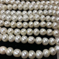 ELEISPL Lots 5 Strands FW Pearl Strings 9-10mm White Beads Thick Skin Bread Pearls #22010288