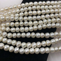 ELEISPL Lots 5 Strands FW Pearl Strings 9-10mm White Beads Thick Skin Bread Pearls #22010288