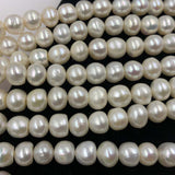 ELEISPL Lots 5 Strands FW Pearl Strings 9-10mm White Beads Thick Skin Bread Pearls #22010288