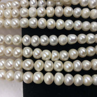 ELEISPL Lots 5 Strands FW Pearl Strings 9-10mm White Beads Thick Skin Bread Pearls #22010288