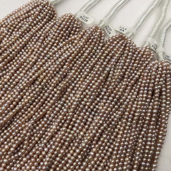 [ELEISPL Newly Lots 10 Strands Small 3.5-4mm Genuine Pearls 3.5-4MM Near Round Potato Loose Purple Beads Strings  #22010289