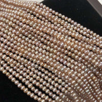 [ELEISPL Newly Lots 10 Strands Small 3.5-4mm Genuine Pearls 3.5-4MM Near Round Potato Loose Purple Beads Strings  #22010289