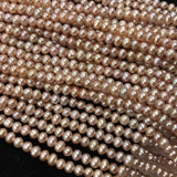 [ELEISPL Newly Lots 10 Strands Small 3.5-4mm Genuine Pearls 3.5-4MM Near Round Potato Loose Purple Beads Strings  #22010289