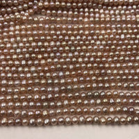 [ELEISPL Newly Lots 10 Strands Small 3.5-4mm Genuine Pearls 3.5-4MM Near Round Potato Loose Purple Beads Strings  #22010289