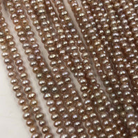 [ELEISPL Newly Lots 10 Strands Small 3.5-4mm Genuine Pearls 3.5-4MM Near Round Potato Loose Purple Beads Strings  #22010289