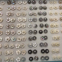 ELEISPL Lots 100 Pairs 3-4mm Pearl & Carve Shell Flower Studs Earrings #22010295