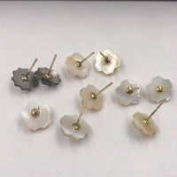 ELEISPL Lots 100 Pairs 3-4mm Pearl & Carve Shell Flower Studs Earrings #22010295