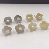 ELEISPL Lots 100 Pairs 3-4mm Pearl & Carve Shell Flower Studs Earrings #22010295