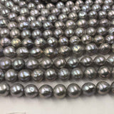 ELEISPL Wholesale 2 Strand 10-11mm Gray Round REAL Pearl Loose String 40cm Furrow Kasumi Pearls #22010301