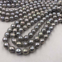 ELEISPL Wholesale 2 Strand 10-11mm Gray Round REAL Pearl Loose String 40cm Furrow Kasumi Pearls #22010301