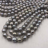 ELEISPL Wholesale 2 Strand 10-11mm Gray Round REAL Pearl Loose String 40cm Furrow Kasumi Pearls #22010301