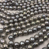 ELEISPL Wholesale 2 Strand 10-11mm Gray Round REAL Pearl Loose String 40cm Furrow Kasumi Pearls #22010301