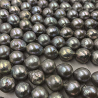 ELEISPL Wholesale 2 Strand 10-11mm Gray Round REAL Pearl Loose String 40cm Furrow Kasumi Pearls #22010301