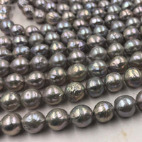 ELEISPL Wholesale 2 Strand 10-11mm Gray Round REAL Pearl Loose String 40cm Furrow Kasumi Pearls #22010301