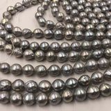 ELEISPL Wholesale 2 Strand 10-11mm Gray Round REAL Pearl Loose String 40cm Furrow Kasumi Pearls #22010301