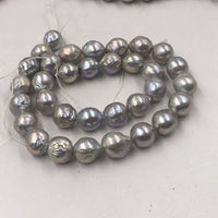 ELEISPL Wholesale 2 Strand 10-11mm Gray Round REAL Pearl Loose String 40cm Furrow Kasumi Pearls #22010301