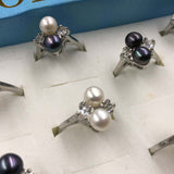 ELEISPL Wholesale 48 PCS Fresuwaterh Pearl Rings Mix