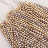 ELEISPL For 10 Strands Genuine Pearl Strings Rice Shape Pink&Purple #22010311