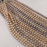 ELEISPL For 10 Strands Genuine Pearl Strings Rice Shape Pink&Purple #22010311