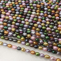 ELEISPL JEWELRY 16 Strands Loose Multicolours Real Pearls Strings 6*7-8mm Rice Shape #22010334-3