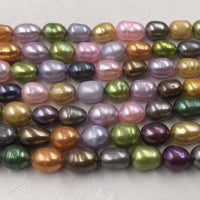 ELEISPL JEWELRY 16 Strands Loose Multicolours Real Pearls Strings 6*7-8mm Rice Shape #22010334-3