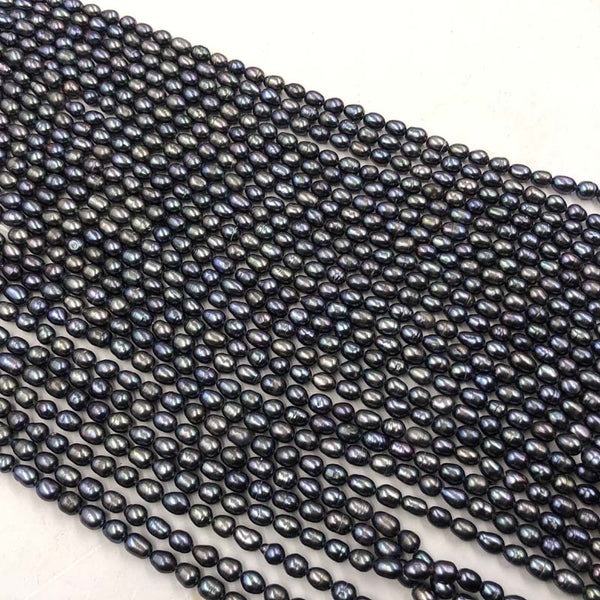 ELEISPL JEWELRY Wholesale 27 strands Black Rice Freshwater Pearl 6*7-8mm #22010334-7