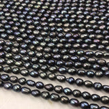 ELEISPL JEWELRY Wholesale 27 strands Black Rice Freshwater Pearl 6*7-8mm #22010334-7