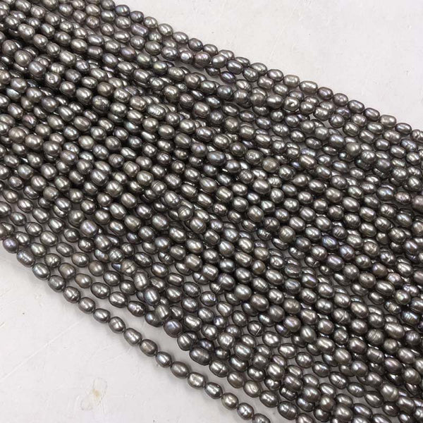 ELEISPL JEWELRY Wholesale 35 strands Gray Rice Freshwater Pearl 6*7-8mm #22010334-9