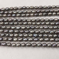 ELEISPL JEWELRY Wholesale 35 strands Gray Rice Freshwater Pearl 6*7-8mm #22010334-9