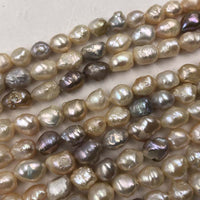 ELEISPL 14Strands Natural 7-8mm Rare Baroque Real Pearl Loose Pearls Strings  #22010342-5