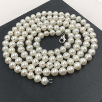 {ELEISPL] WOW 87CM Long Sweater Chain Jewelry 7-8mm Freshwater White Pearl Necklace #22010346