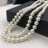 {ELEISPL] WOW 87CM Long Sweater Chain Jewelry 7-8mm Freshwater White Pearl Necklace #22010346