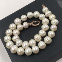 [ELEISPL JEWELRY 12-15MM Freshwater White Pearl Necklace 45cm #22010358