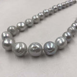 ELEISPL JEWELRY 12-14MM Round Gray Pearl Necklace 18" j Free Shipping #22010360