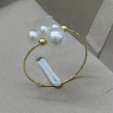 Gorgeous mix style round pearl rings 18k gold women's jewelry