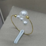 Gorgeous mix style round pearl rings 18k gold women's jewelry