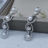 NEW wholesale 10 Pairs Sterling Silver Dangle Earrings 4-5mm Multicolours Fresh Water Pearl