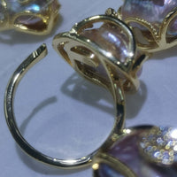 [ELEISPL] NEW Wholesale 30 PCS Huge Baroque Pearl Rings Golden Elastic Circle